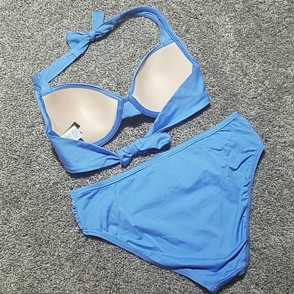 Tommy Bahama Blue High Waist Halter Top Bikini - Picture 2 of 6
